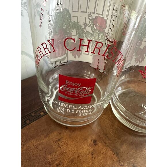 Holly Hobbie Christmas Coca Cola Glasses 3 Limited Edition Vintage Tumblers 1978 - Picture 4 of 6